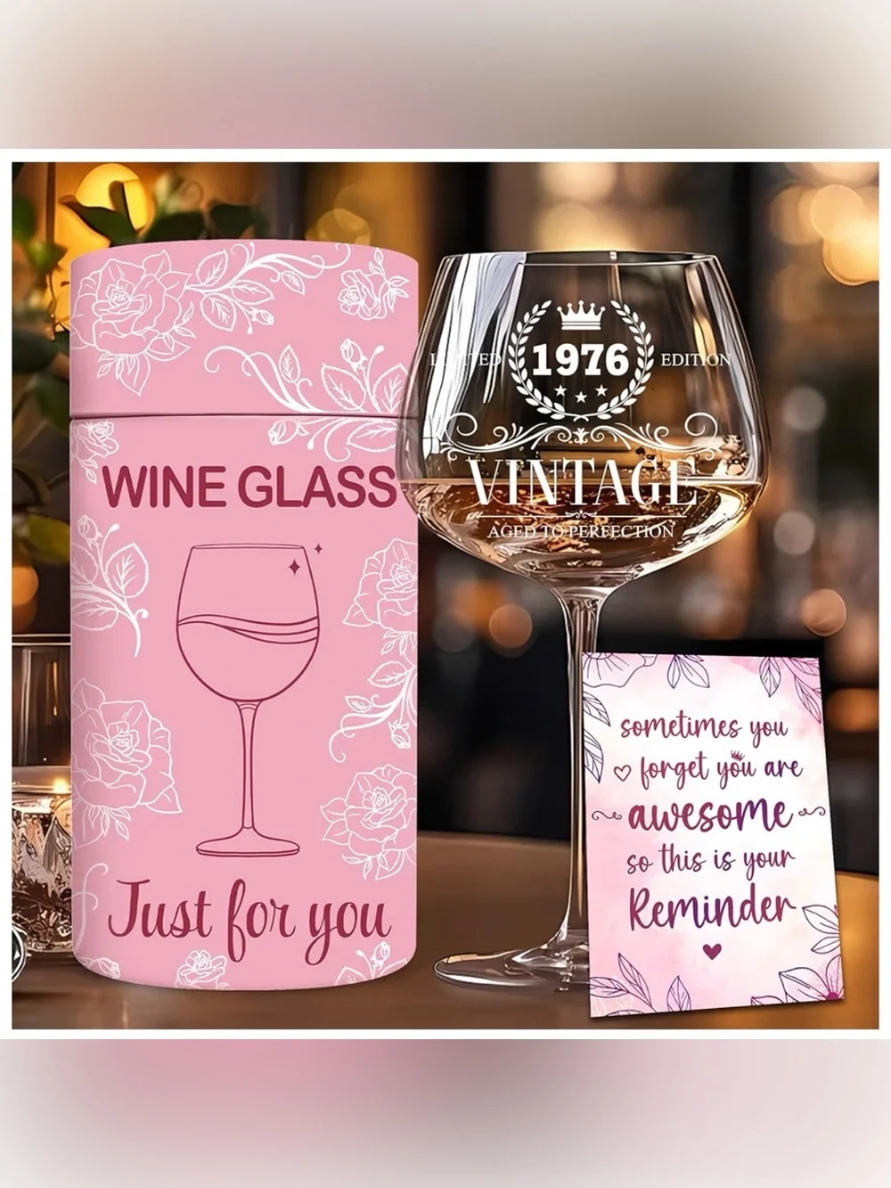 Vintage Clear Wine Glass with Red Wine Accent